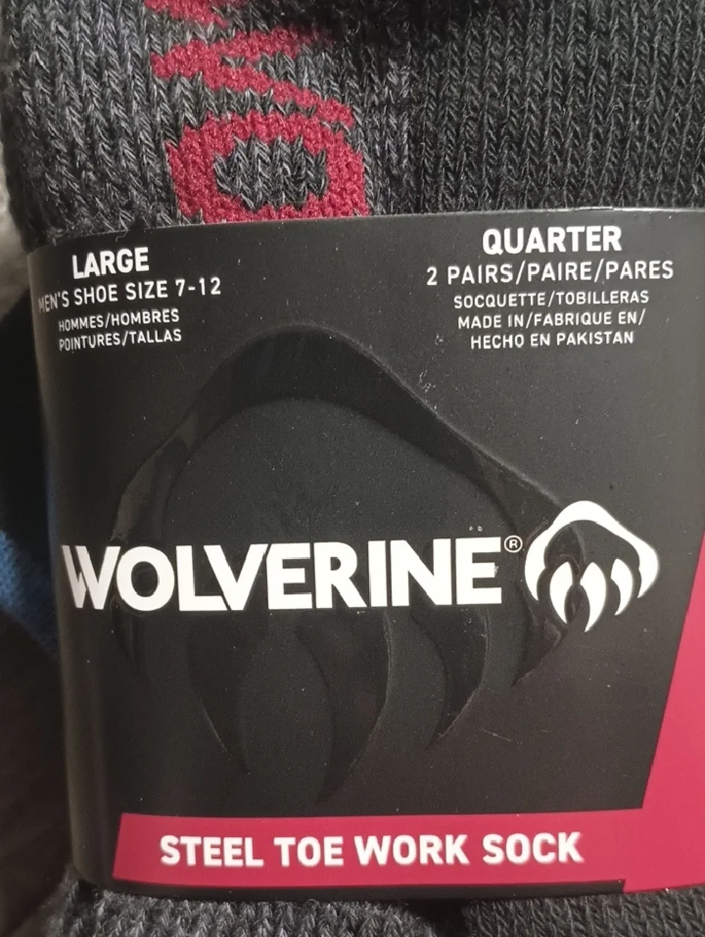 Men's Wolverine Large 2 pair Set Steel Toe Work Sock